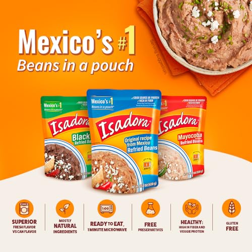 Image of Isadora Refried Beans Pouch Variety Pack, Mexican Food Ready-to-Eat (6-Pk)