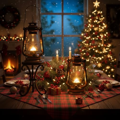 Image of Hortsun 6 Pieces 12 Inch Vintage LED Hurricane Hanging Lantern