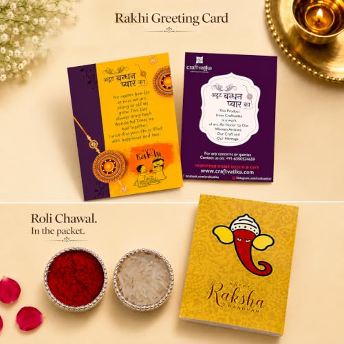 Image of CraftVatika Evil Eye Rakhi with Gift for Brother Boy Men, Designer Peacock Feather Rakhi Set for Brother, Premium Rakhis for Rakshabandhan with Fridge Magent Gift, Best Wishes Card and Tillak Set