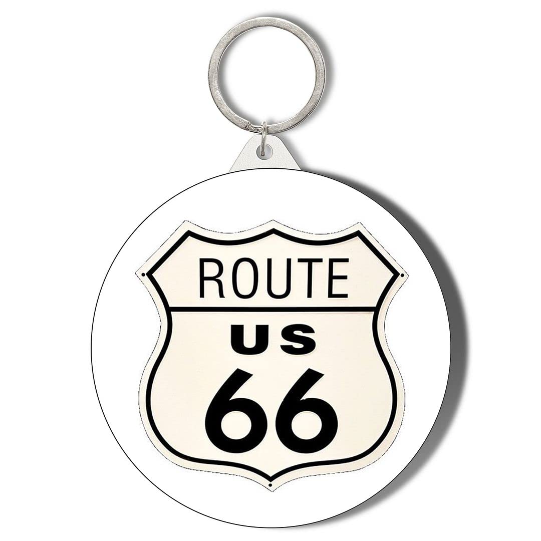 Gift Insanity ROUTE 66 ROAD SIGN LARGE 58mm ROUND KEYRING