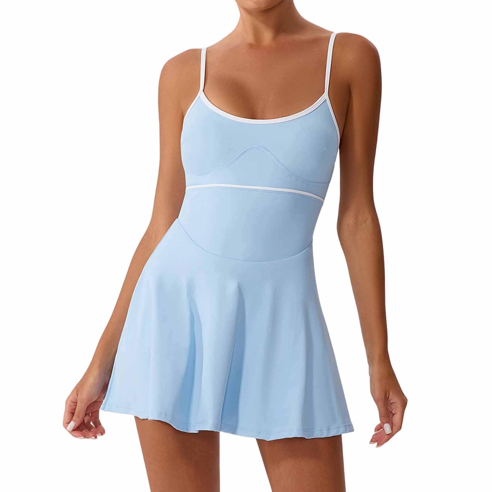 Generisch Damen Tenniskleid im sportlich-eleganten Stil - Athleisure-Kleid mit Spaghettiträgern und Rockteil | Funktionales Sportkleid für Golf und Freizeit