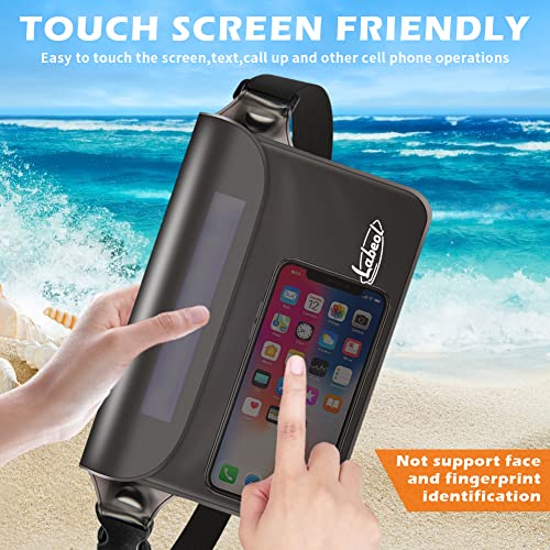 Labeol 2 Pack Waterproof Fanny Pack, Waterproof Pouch with Waist Strap, Fanny Pack to Keep Phone and Valuables Dry for Swimming Kayaking Boating Snorkeling (Black+Gray)