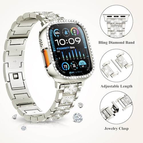 Image of SUPOIX for Apple Watch Band 49mm + Case, Bling Bands for Women (Starlight)
