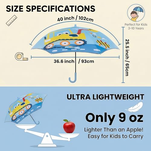 BAODINI Kids UV and Rain Umbrella Sun Protection With Round Edges for Boys Girls Toddlers Easy Grp Curved Handle Stick Umbrella with Reflective Strip by BAODINI - Used condition - Image 6