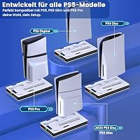 PS5 Ständer für PS5 Pro/PS5/PS5 Slim–PS 5 Kühlstation,Duale PS5-Controller-Ladestation,Turbofan-Kühlung,3-stufiger Lüfter,Headset-Halterung/Fernbedienungsfach/4 Lade-Dongles/3 USB-Ports, PS5-Zubehör – Ansicht 2
