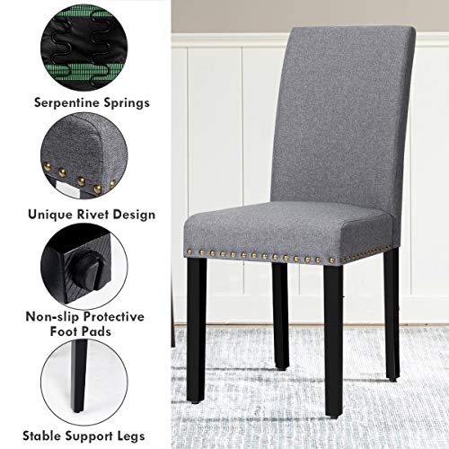 Spsupe Set Of 2, Upholstered Side Parson Ergonomic Backrest & Seat, Accent Dining W/Pine Wood Legs& Nail Head Trim, Contemporary Modern Chairs(Dark Gray) #TOP5