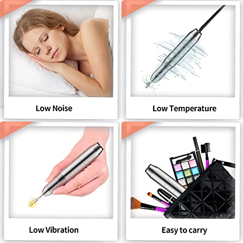 Nail Drill Set,Delifo Electric Portable Nail File Drills Kit With 6 Heads & 6 Sanding Bands, Professional Manicure Pedicure Machine Tools For Acrylic Nails, Polishing Shape, Usb Rechargeable（Normal） #TOP2