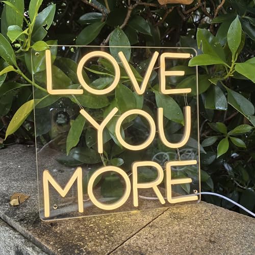 Image of Neon Sign Wedding Love You More, Large Led Neon Light For Wall Decor, Custom Warm White Light Wedding Birthday Gift For Kids, USB Operated Neon Wall Art (11.8x11.8in)