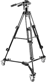 Walimex Pro EI-9901 Video-Pro-Stativ inkl. Stativwagen WT-600 (max. Höhe 138 cm, Videoneiger, Mittelspinne, Belastbarkeit 6 kg und Stativtasche), Schwarz