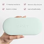 Dosey Art Deco Pill Organizer - 7 Compartment Pill Case with Mirror, Sage