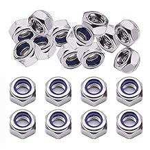 Lock Nuts M10 x 1.5mm 20Pcs Metric Hex Locknut, 304 18-8 Stainless Steel Nuts with Nylon Insert, Bright Finish, for Industrial and Construction Fasteners