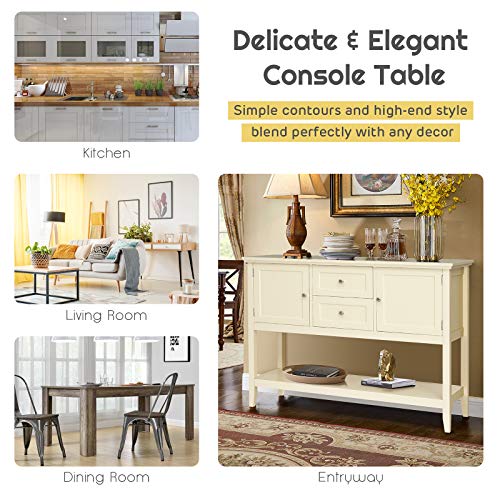 Giantex Buffet Sideboard, Wood Storage Cabinet, Console Table With Storage Shelf, 2 Drawers And Cabinets, Living Room Kitchen Dining Room Furniture, Wood Buffet Server (Beige) #TOP3