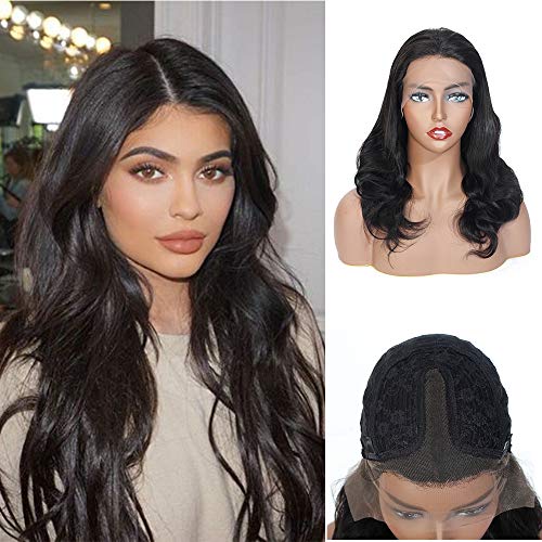 Lace Front Wigs T-part Human Hair Wigs Middle Part 100% Unprocessed Brazilian Virgin Human Hair Lace Frontal Wig Natural Color (18", T-wig Body)