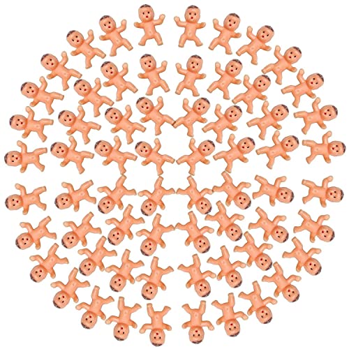 Bujingyun 60 piezas de mini bebés de plástico para baby shower, juego de cubitos de hielo, decoraciones de fiesta, juguetes de bebé (color latino)