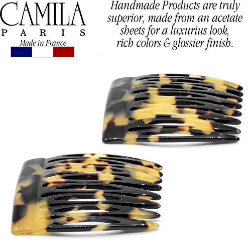 Camila Paris Cp2008/2 French Hair Side Comb Handmade Small Tokyo French Twist Hair Combs Decorative, Strong Hold Hair Clips For Women Bun Chignon Up-Do Styling Girls Hair Accessories, Made In France #TOP2