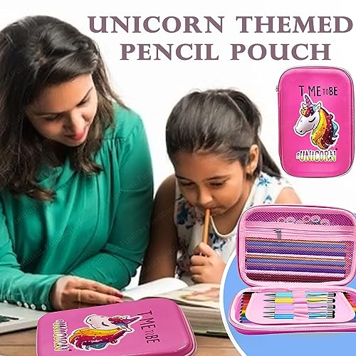 Image of FunBlast Pencil Pouches for Girls Stylish, Unicorn Pencil Pouch for Girls - Pencil Pouches for Kids, Pencil Case for Girl, Multipurpose Zipper Pencil Case (Unicorn Light Pink)