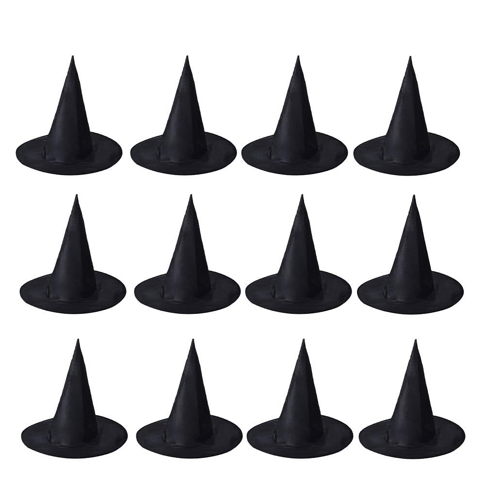 YARNOW 12 Pcs Witches Hat Adult Halloween Witch Hats For Halloween Fancy Dress Cosplay Accessory Hanging Decorations Black