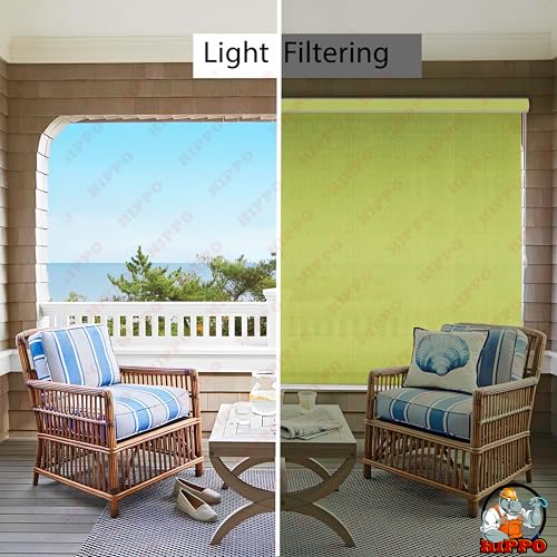Image of HIPPO 180 GSM HDPE Outdoor Balcony Roller Blind, UV & Dust Protection Corded Roll Up and Down Light Filtering Blinds for Garden (Fresh-Green, 3FTX7FT)