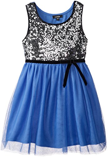 Pinky Big Girls' Sequin Bodiced Dress with Ribbon Belt
