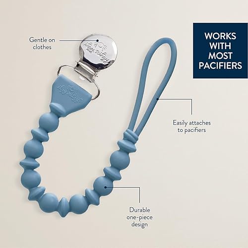Miniatura 3 de Itzy Ritzy Clip de silicona para chupete correa de chupete 100 de silicona con clip que mantiene chupetes mordedores y juguetes pequeños en su lugar