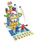 VTech Marble Rush Game Zone, Construction Toys for Kids, 12 Marbles and 62 Building Pieces, Marble Run Track Set with Red vs Blue Game Battle, 4 Games to Play, 4 Years +, English Version