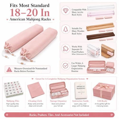 Bolsas de almacenamiento para rack de Mahjong de terciopelo rosa, 2 unidades miniatura 7