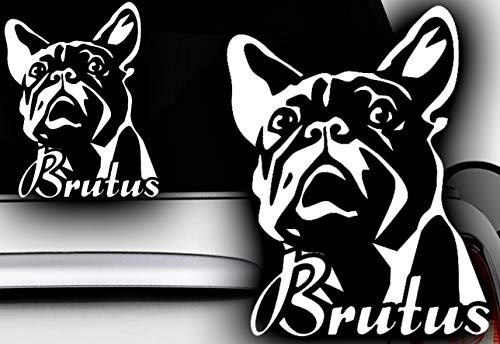 HR-WERBEDESIGN 1 adesivo con nome a scelta, 13 x 10 cm, motivo: Bulldog Bully Auto