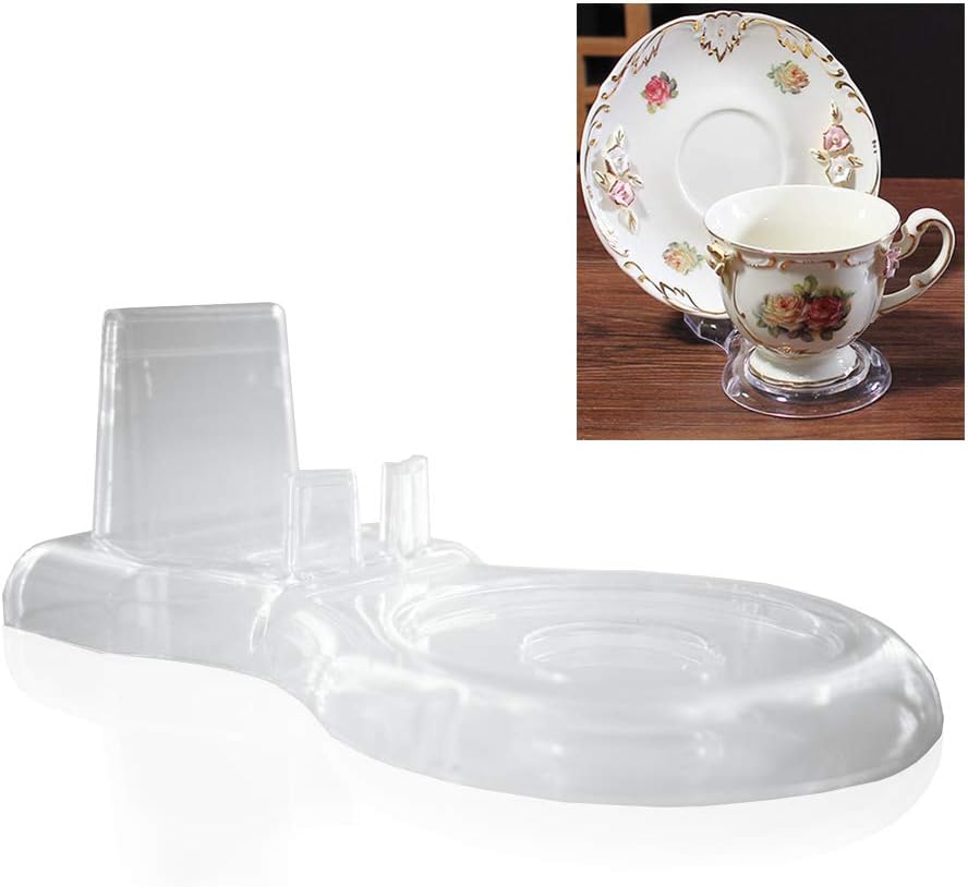 Artliving Clear Teacups and Saucer Display Easel Stand Holder,set of 6