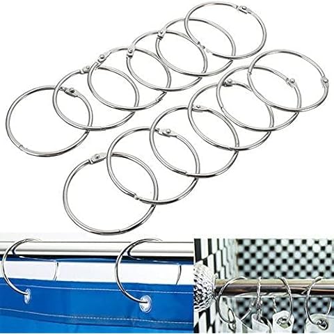Ungfu Mall 12PC Edelstahl Kreis Duschvorhang Haken Badvorhang Glide Hanger Cover