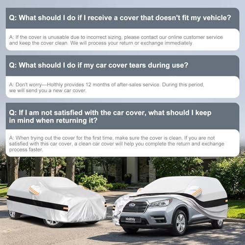 Image of 10 Layers SUV Car Cover Custom Fit for Subaru Ascent (2018-2026), Waterproof All Weather for Automobiles, Outdoor Full Cover Sun Dust Rain Protection with Cotton. Silver