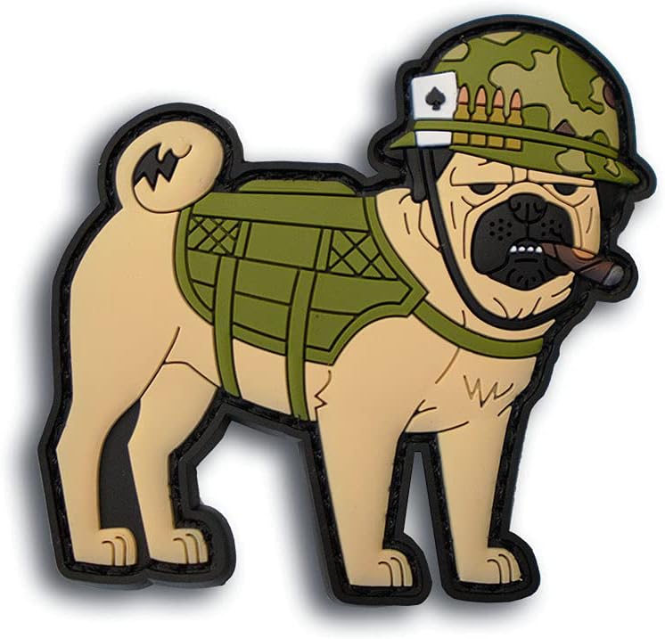 "NAM Pug" - The TactiPug Tactical Dog PVC Morale Patch - Tactical Patches – Hook Backed Patch - Durable Rubber is Perfect for Collecting.