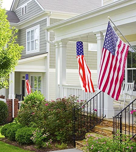 Acerich American Flag - 60 Inch American US Flag Windsock Outdoor Hanging Decor - Premium Materials with Embroidered Stars & Stripes - Fade Resistant Windsock Patriotic Decorations