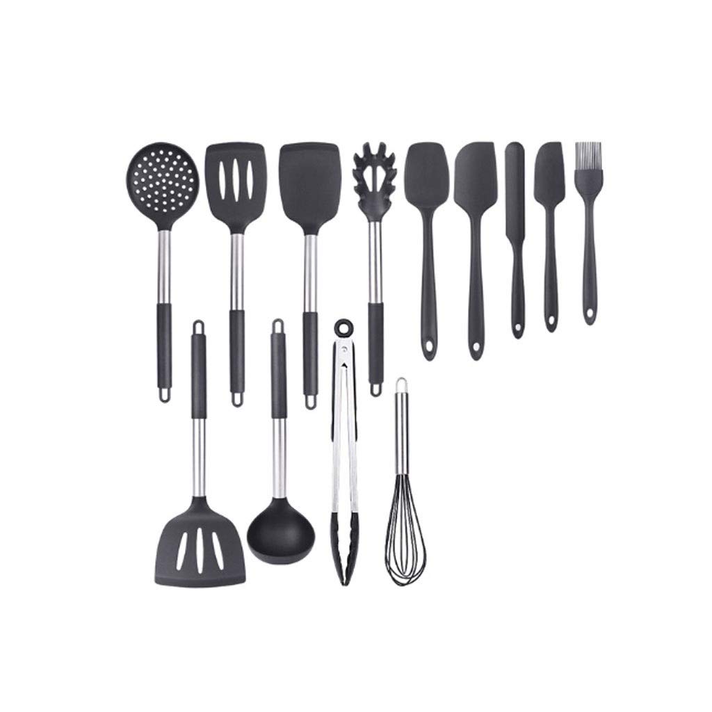 NGDFGR 15 Pcs Silicone Kitchen Cooking Utensil Set Non-Stick Stainless Steel Handle Kitchenware Cookware Tools Set Spatula Shovel Spoon,