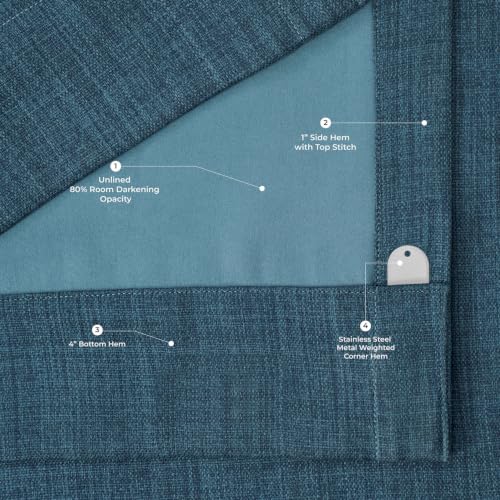 Image of HPD Half Price Drapes - Grommet Faux Linen Curtains for Living Room (1 Panel) - 50W X 96L - Textured Room Darkening Curtains for Bedroom 96 Inches Long - Drapes for Home Decor, Story Blue