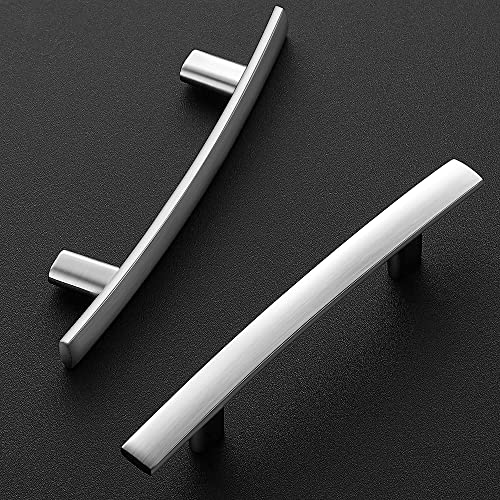 Image of Ravinte 30 Pack Cabinet Handles Brushed Nickel Cabinet Pulls Kitchen Cabinet Handles,Curved Drawer Pulls in 5-3 /16 Inch Length with 3 Inch Hole Center Arch Kitchen Cabinet Hardware
