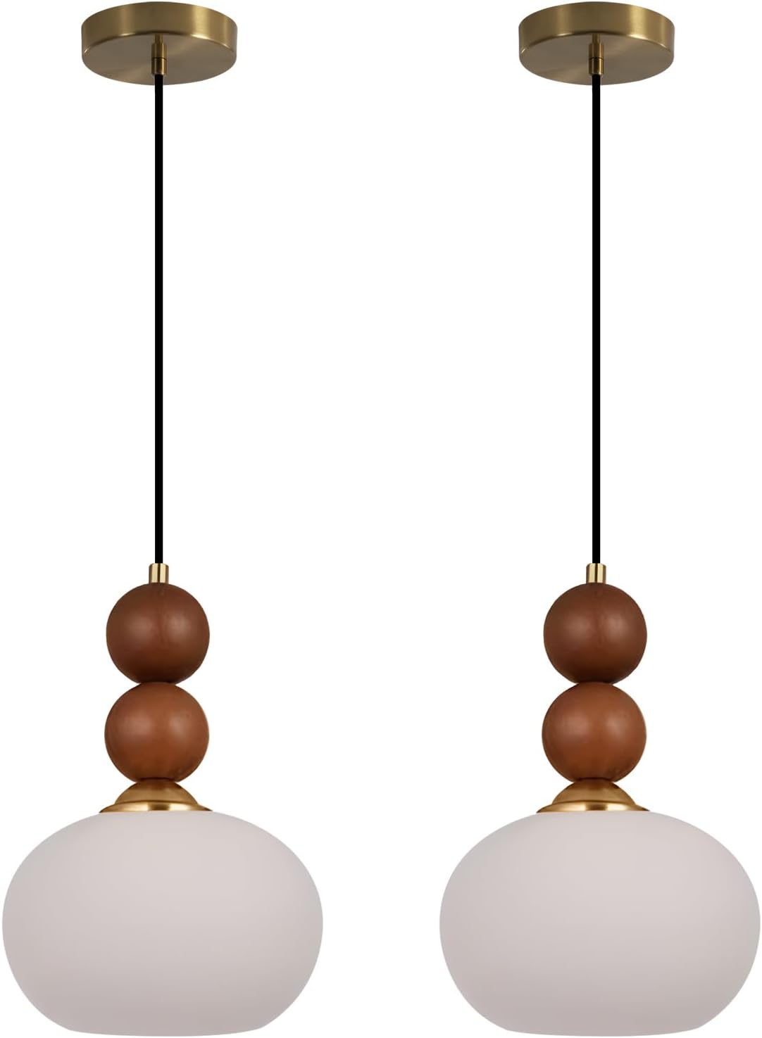 KCO Lighting Brass Vintage Pendant Lights Kitchen Island 7 inch Yellow Glass Pendant Light Gold Globe Hanging Light Fixture Modern Farmhouse Dining Room Light Fixture Over Table