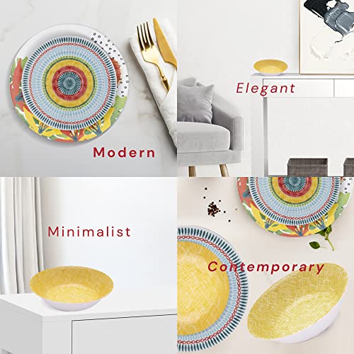 Safdie & Co. - Bright Florals Melamine Plates And Bowls Sets, Modern Dinnerware Set, Kitchen Dinnerware Sets, Indoor And Outdoor Plates, 12-Piece Kitchen Plates And Bowls Set, Dishwasher Safe, Fiesta #TOP5