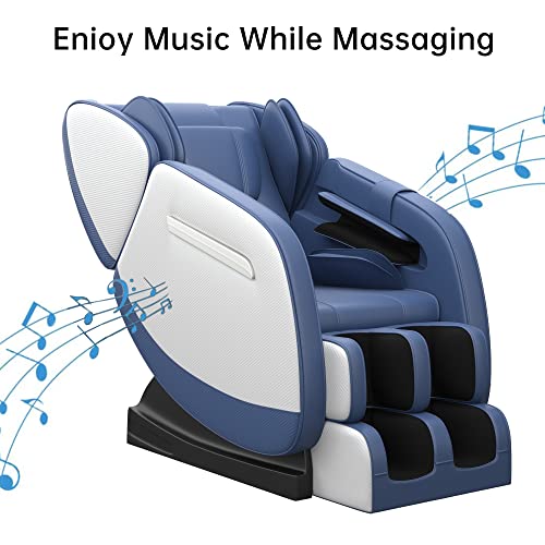 Smagreho New Massage Chair Recliner With Zero Gravity, Full Body Air Pressure, Heat And Foot Roller Included, Blue #TOP5