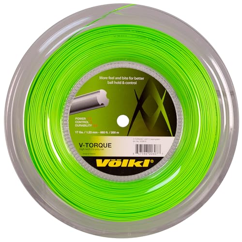 VOLKL V-Torque | Tennis Racquet String | Spin & Feel | Co-Polymer String (Neon Green, 17, Reel)