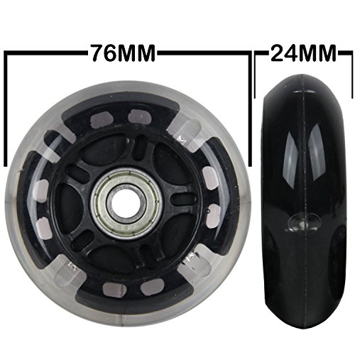 Led Inline Wheels 64Mm 82A Skate Rollerblade Ripstik Light Up 4-Pack W/Bearings #TOP5