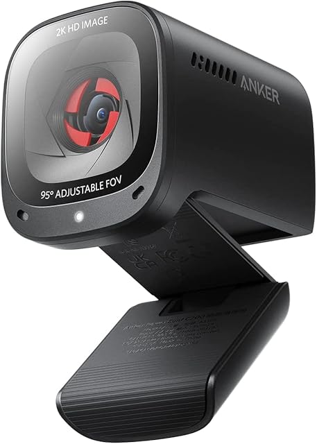 Anker PowerConf C200 2K kamera internetowa dla komputerów PC, kamera komputerowa z mikrofonami z funkcją AI do redukcji szumów, mikrofony stereo, regulowane pole widzenia, korekcja słabego oświetlenia