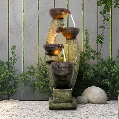 40 H Modern Outdoor Fountain - 4 Crocks Outdoor Garden Fountains with Contemporary Design for Garden Patio Deck Porch Backyard and Home Art Decor product thumbnail 8