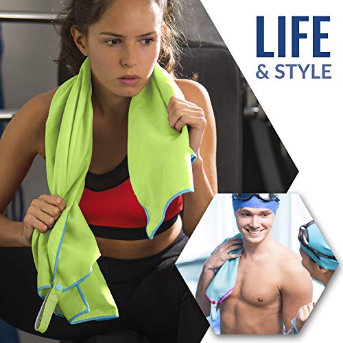 Venture 4Th Premium Towel For Travelers - Sports Towel: Quick Dry Shammy Towels For Excercise, Beach, Camping, Backpacking, Swimming - Light And Waterproof (Green-Blue Medium) #TOP5