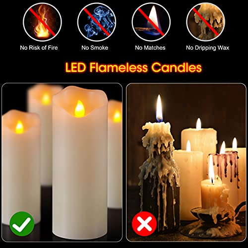 Pchero 8 Inch Flameless Pillar Candle With Timer Remote, Battery Operated Flickering Real Wax Ivory Large Led Candle Set For Christmas Fireplace Halloween Table Indoor Home Decor #TOP2