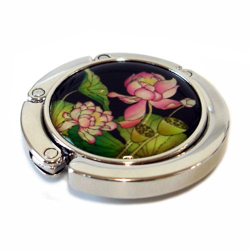 Antique Alive Mother of Pearl Pink Flower Folding Table Purse Caddy Handbag Holder Hanger Hook