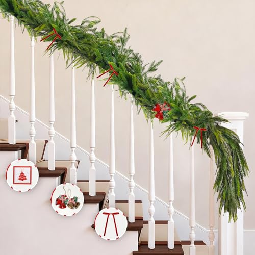 9ft 3.26lbs Christmas Norfolk Pine Garland,Realistic Winter Faux Pine Garlands,Artificial
