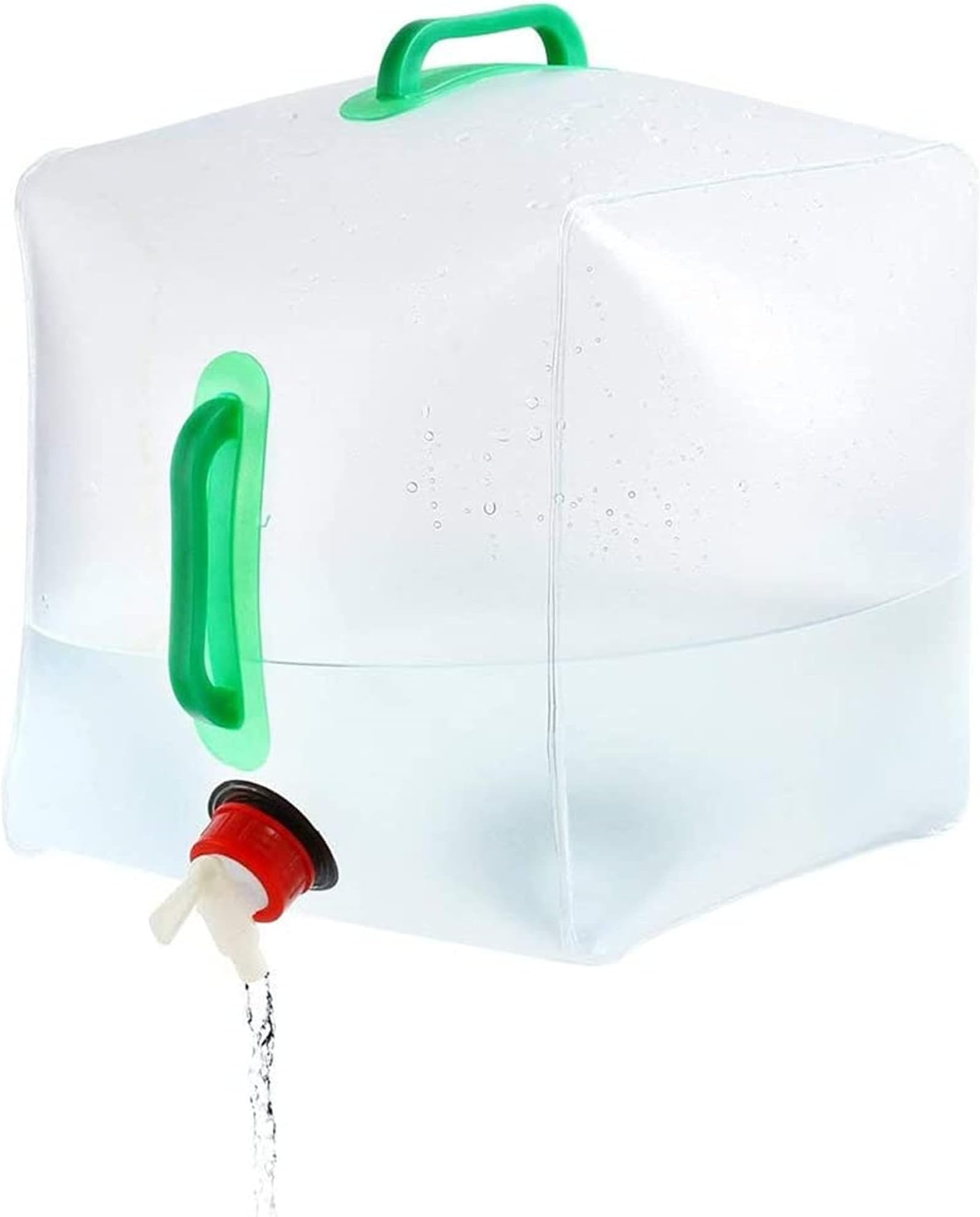 Water Canteens Collapsible 20L Water Storage Cube Foldable Water Container Bag, BPA Free Clear Plastic Water Storage Jug with Faucet for Camping Hiking Backpack, No-Leak Freezable Water Bottle