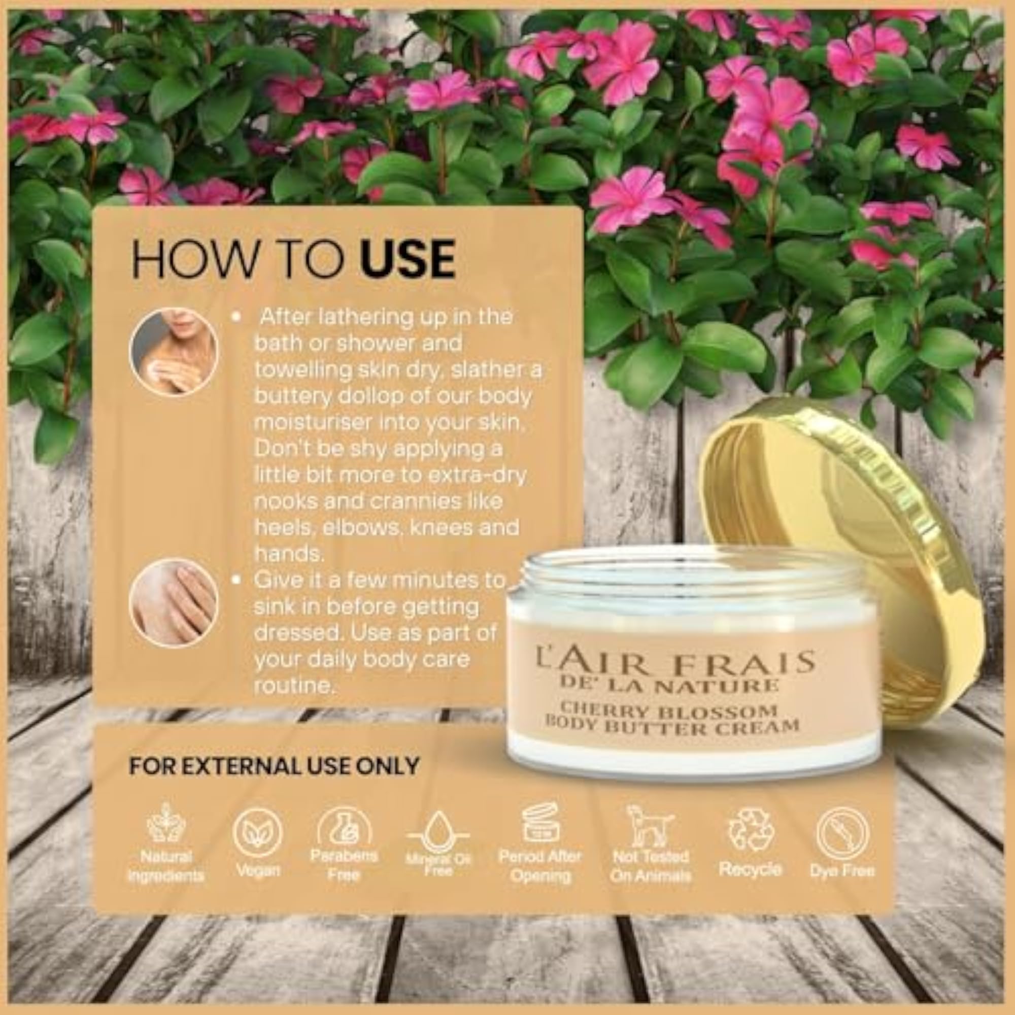 L'AIR Cherry Blossom Body Butter Cream, Luxurious Hydration