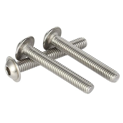 Miniatura 8 de MewuDecor Tornillos de cabeza de botón con brida M6-0.039 x 0.630 in, acero inoxidable 18-8 (304), rosca completa, unidad de enchufe Allen, 50