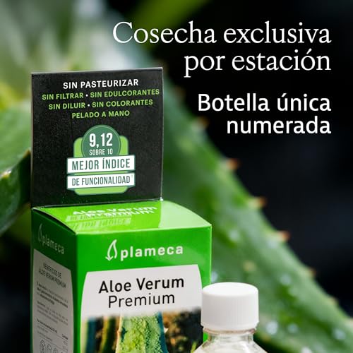 Miniatura 4 de Plameca Aloe Verum Premium, Salud Gastrointestinal, Sistema Inmunitario Y Situaciones De Fatiga, Jugo Puro Aloe Vera Con Pulpa Y Sin Aloína, 1l
